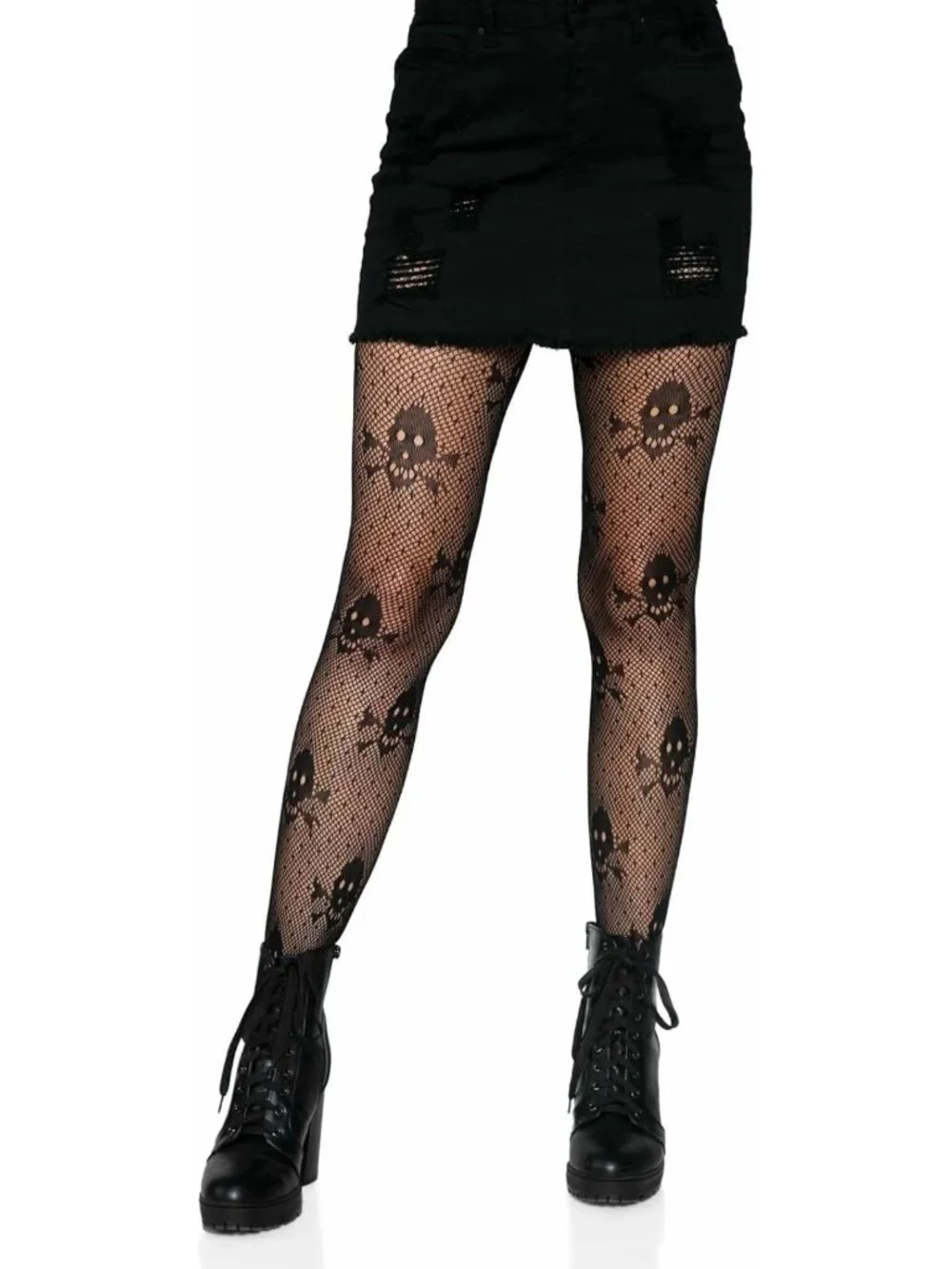 Women's Pirate Skull Tights - Patterned Black Costume Leggings for Halloween